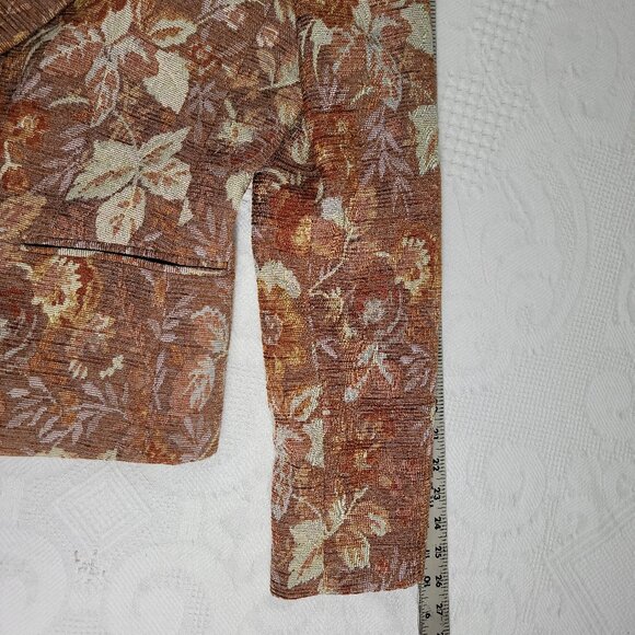 Valerie Stevens women's fall blazer textured autumn leaves one button Size 12 - Picture 9 of 12